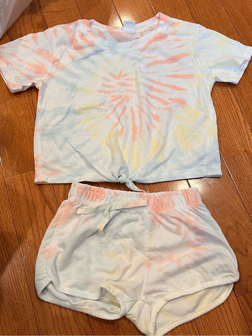 Dreamsicle Kids Girls Tie-Dye Tee & Shorts Loungewear Outfit Set Size Large